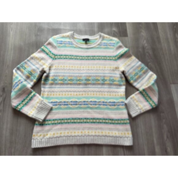 Talbots Petite Fair Isle Sweater SP Cotton Wool Blend Multicolor Crew Neck - Picture 4 of 8